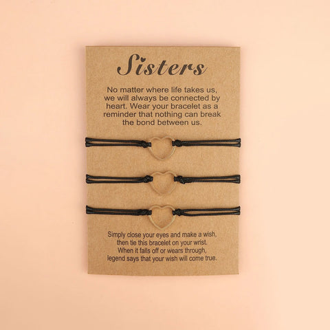 Pulsera Sisters 3 piezas - Siempre conectadas por el corazón